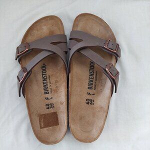 Birkenstock Yao Mocha narrow size 8 women Adjustable Slide Sandal Birko Flor